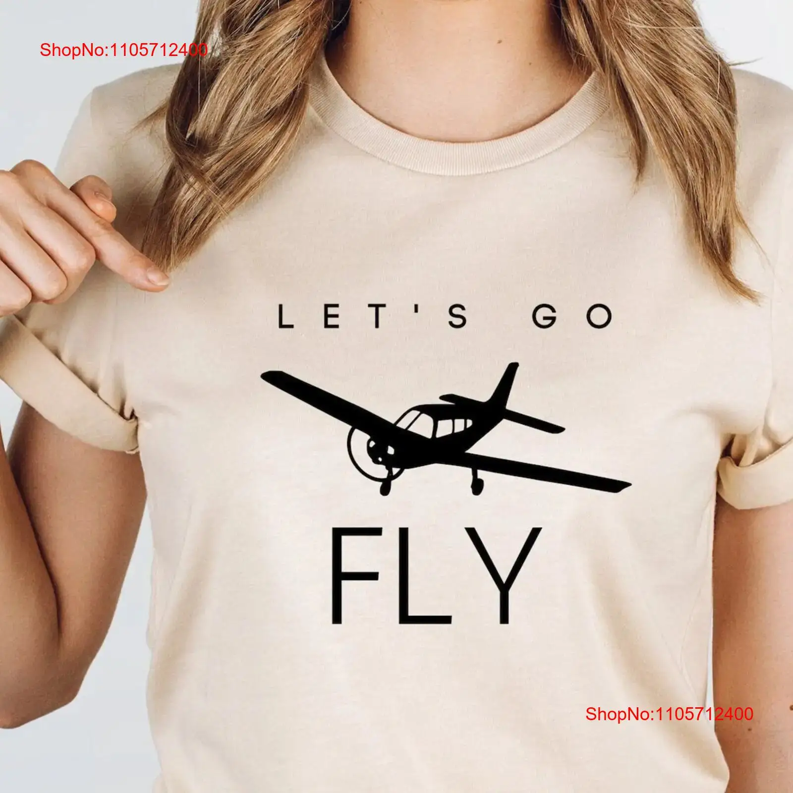 Commercial Shirt Printing - Lets Go Fly Low Wing vliegtuig